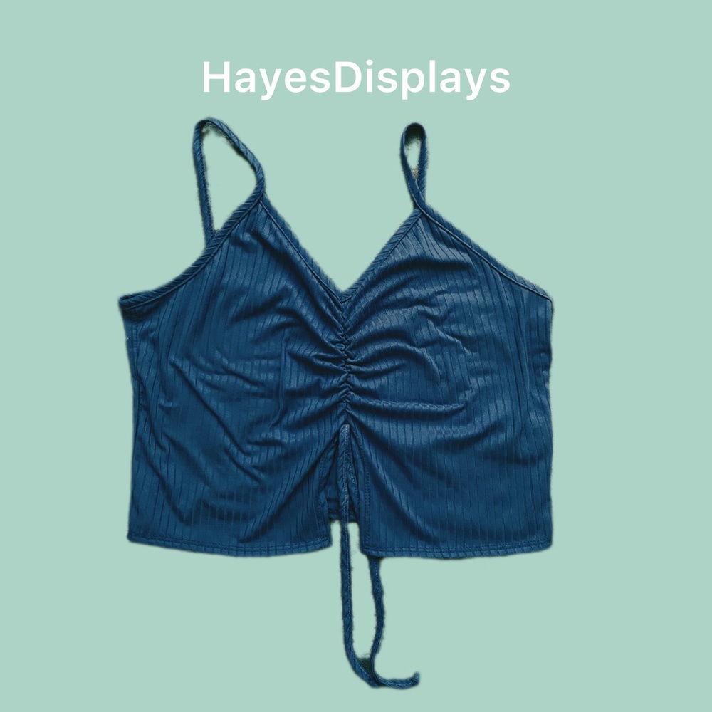 YMI blue crop top with tie in front (size XL)